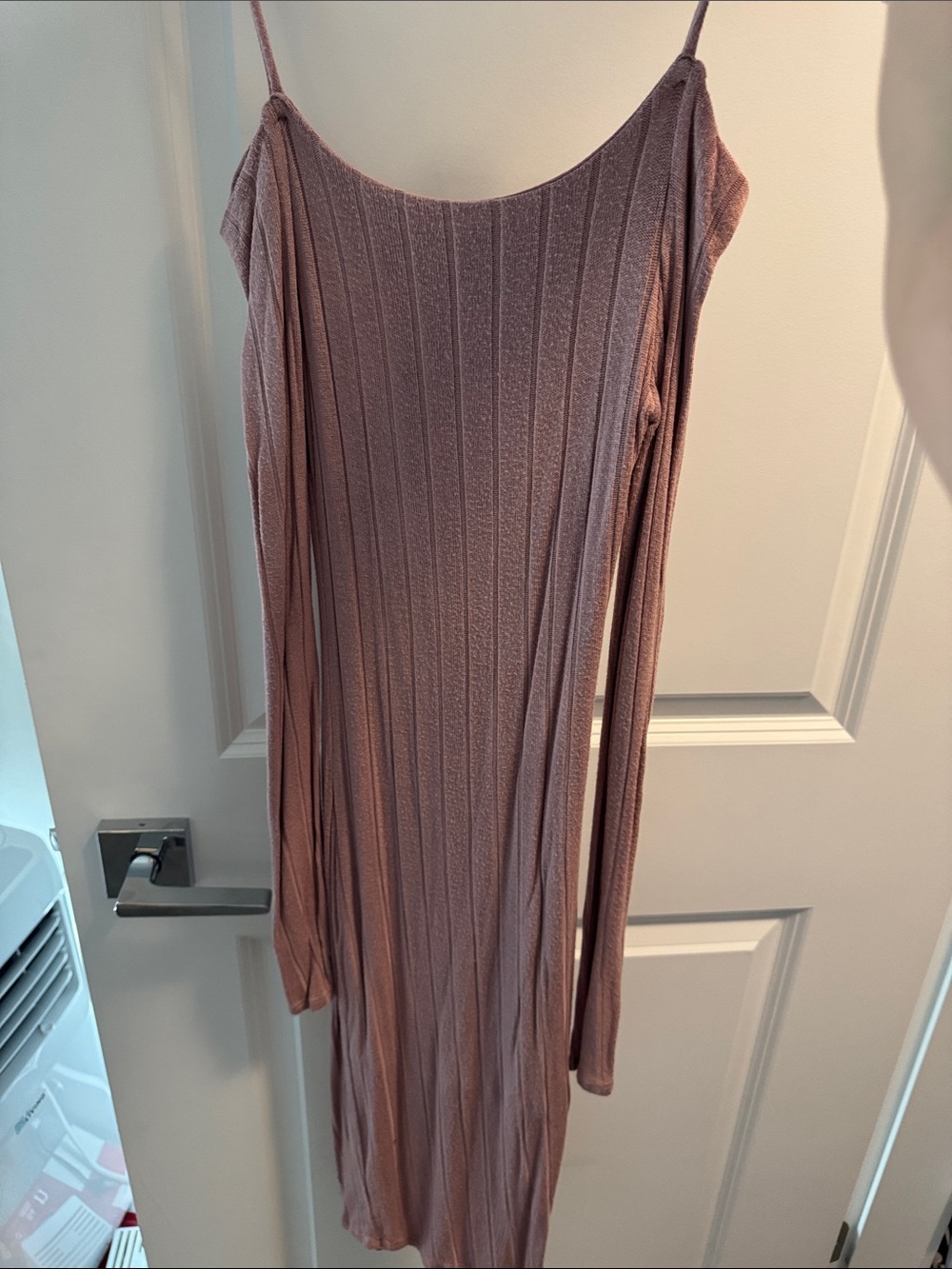Fashion Nova Mauve Ribbed Long Sleeve Bodycon Dress